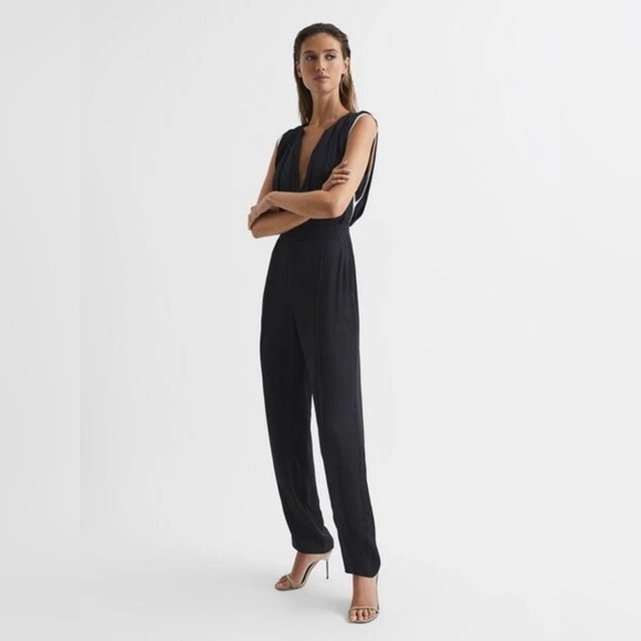 Reiss NWT Women's Celina Black Jumpsuit Size 8 Petite - Picture 1 of 14